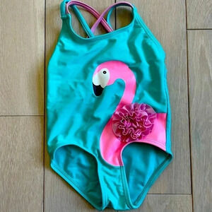 𝅺flamingo baby girls 12 month bathing suit